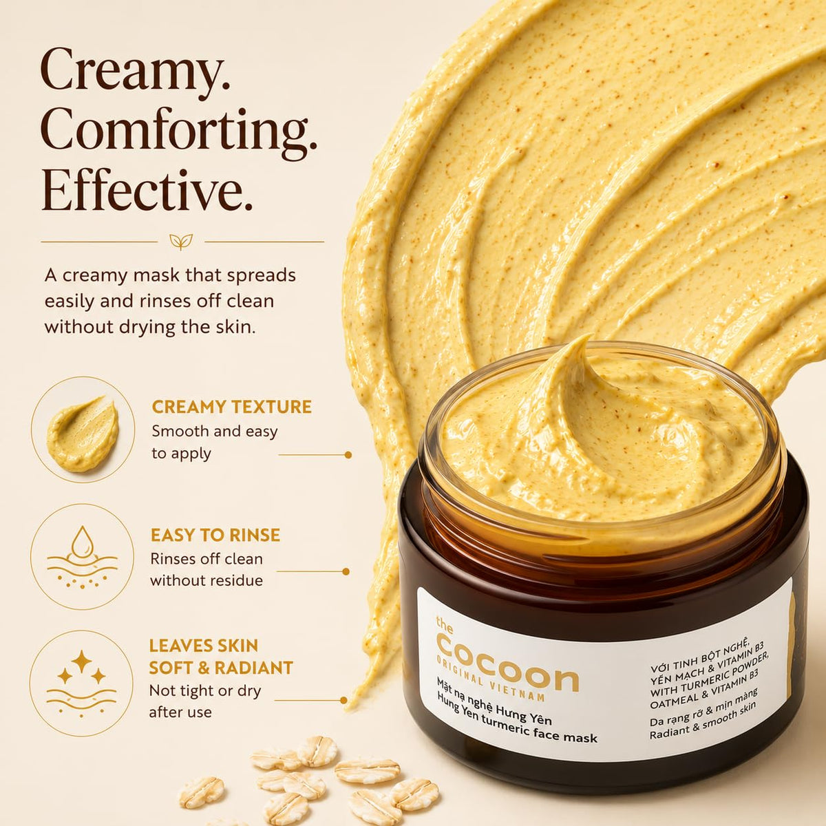 COCOONORIGINAL kaolin clay mask application demonstrates cleansing and pore refinement