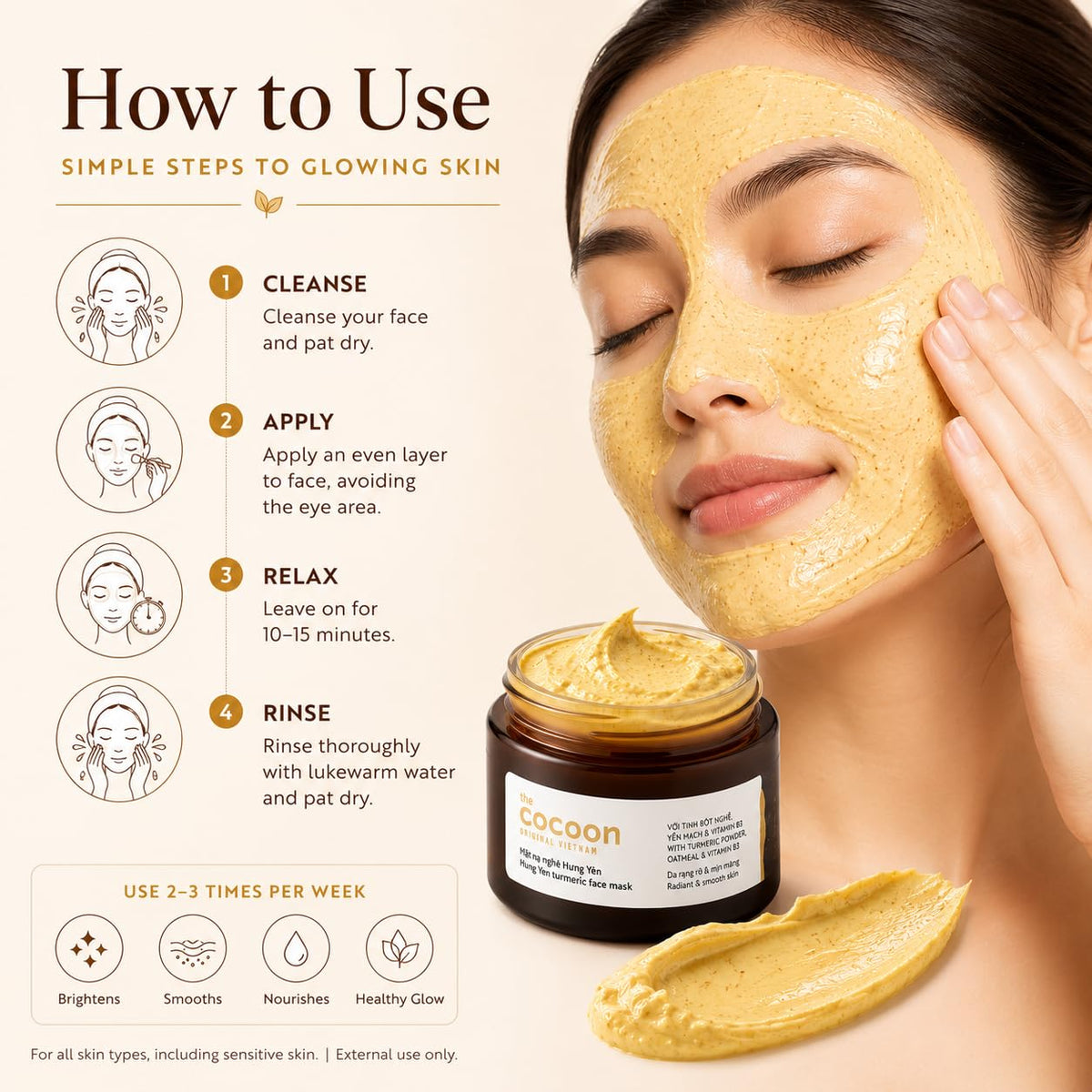 COCOONORIGINAL ingredients oats-allantoin provide soothing moisture and barrier support