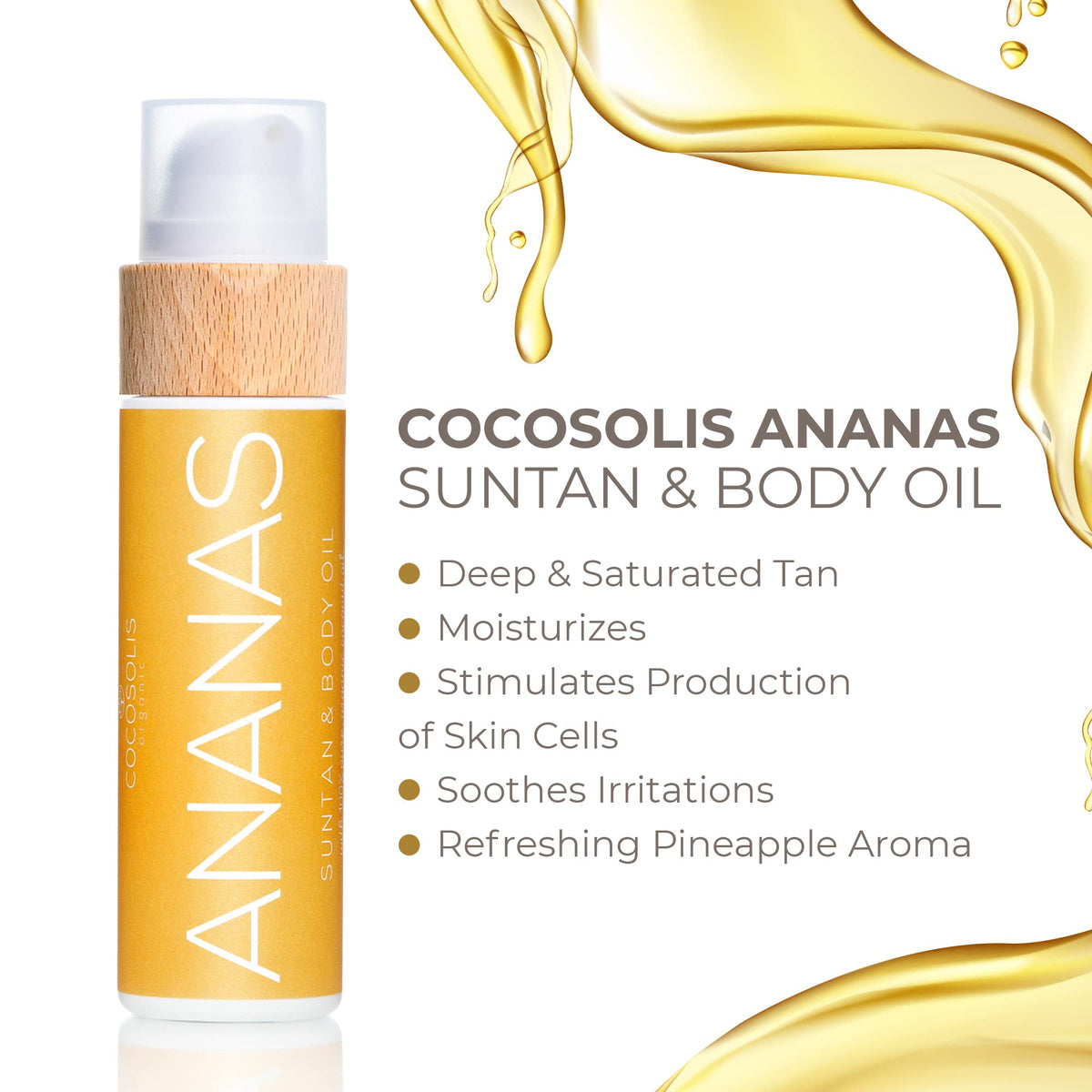 COCOSOLIS ANANAS hand applying lotion for a sun-kissed glow.
