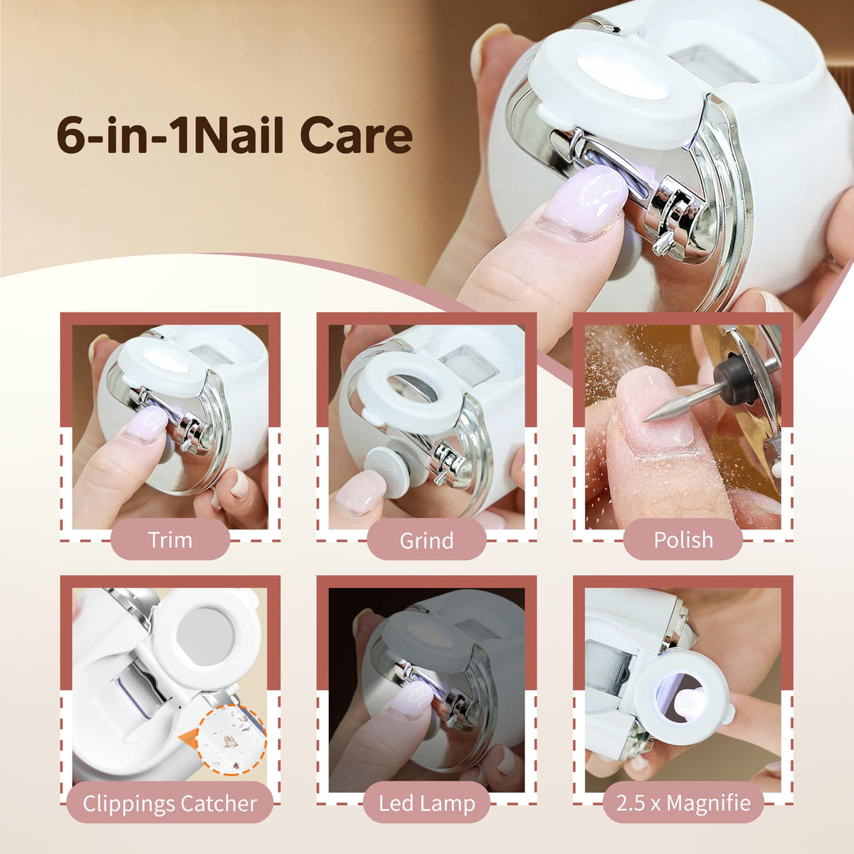 Code Junction electric nail trimmer with 3 speeds for customizable nail care