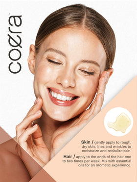 Coera Camellia Seed Oil ingredient panel highlights gluten-free non-GMO formula.