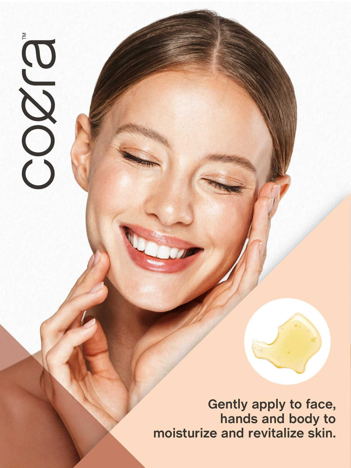 Coera Vitamin E Oil glass bottle highlights premium packaging.