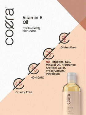 Coera Vitamin E Oil hand application illustrates nourishing skin for hands.