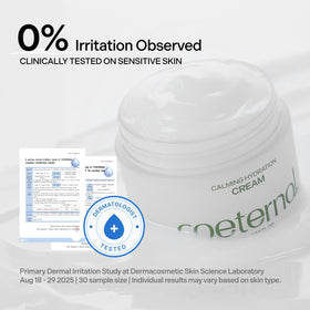 Coeternal Calming Hydration Cream being applied to skin for a calm, non-greasy finish.