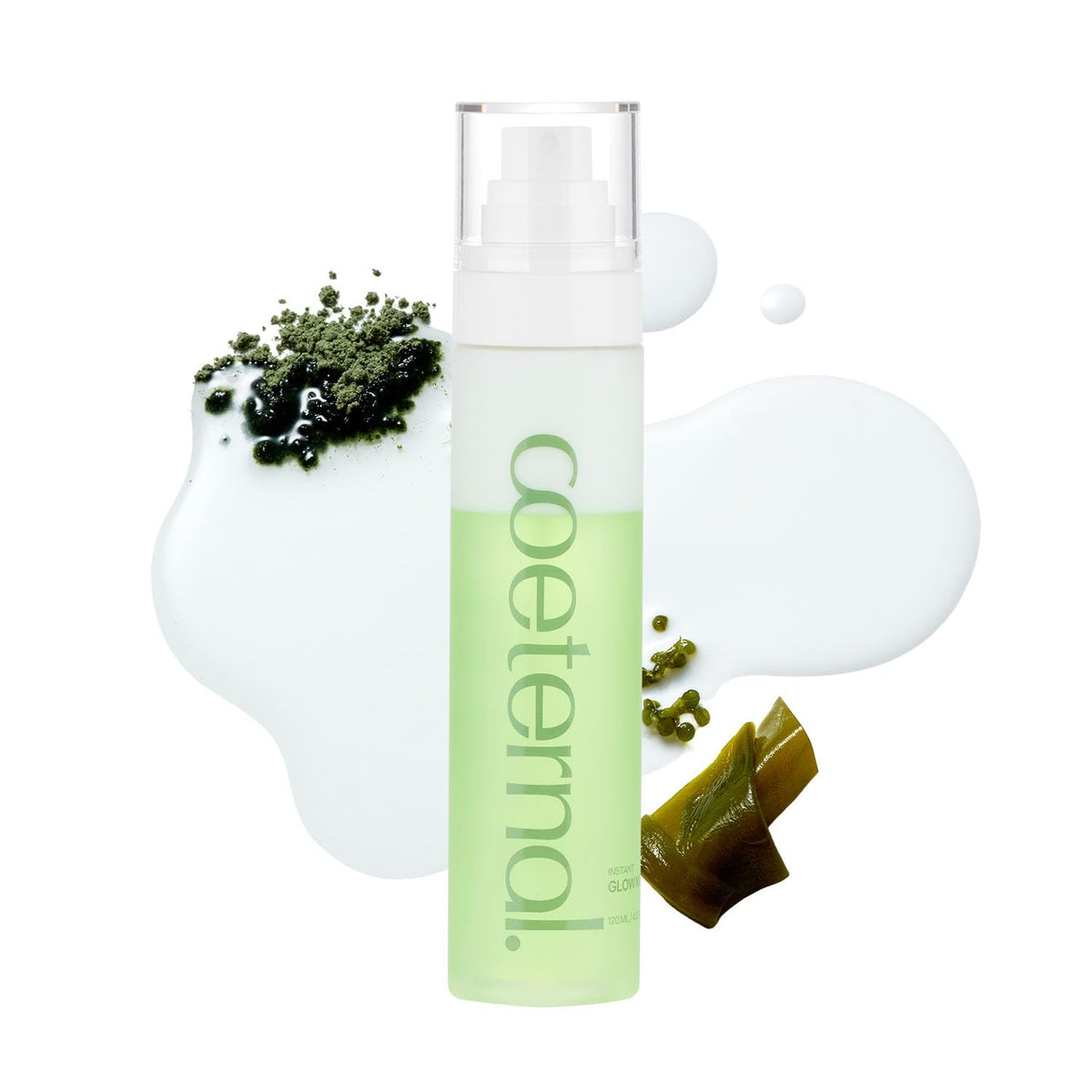 Coeternal Instant Glow Mist bottle close-up highlighting premium design and immediate hydration.