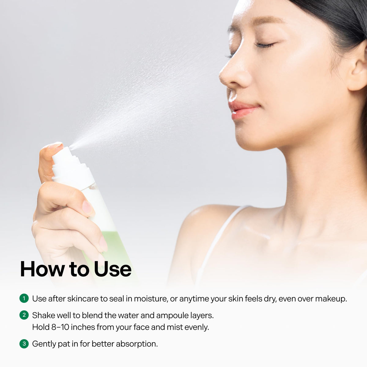 Coeternal Instant Glow Mist applied to hands for quick refresh and glow.