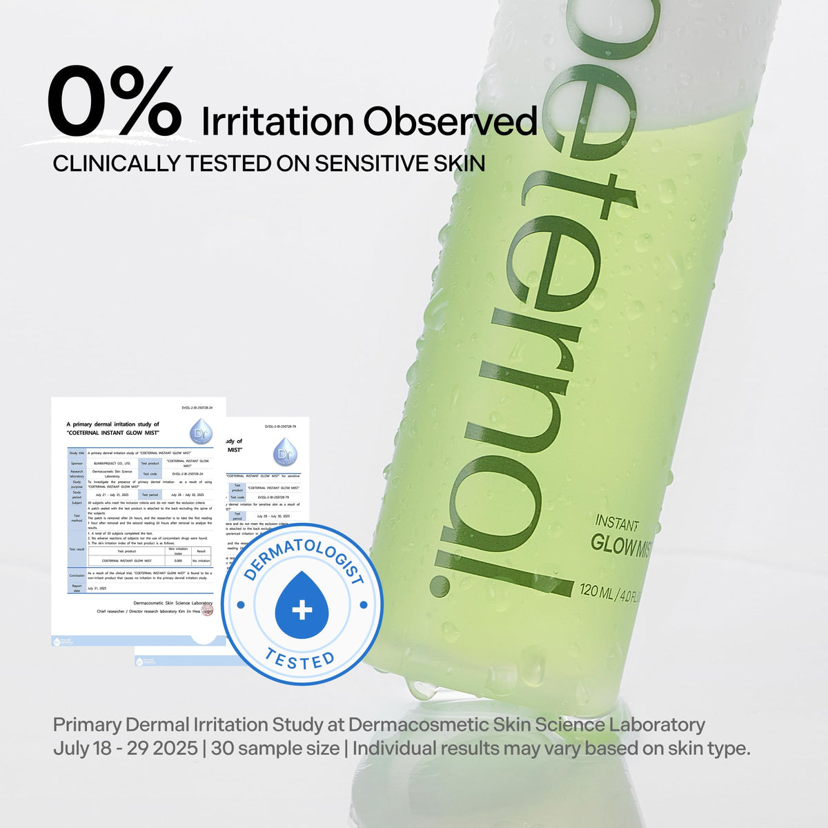 Coeternal Instant Glow Mist with Algae11 ingredients visible for deep hydration.