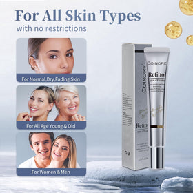 Coinore Retinol Under Eye Cream being applied as part of daily routine.