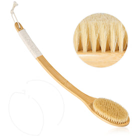 COINPOTIA bath body brush with curved 22-inch handle for back access