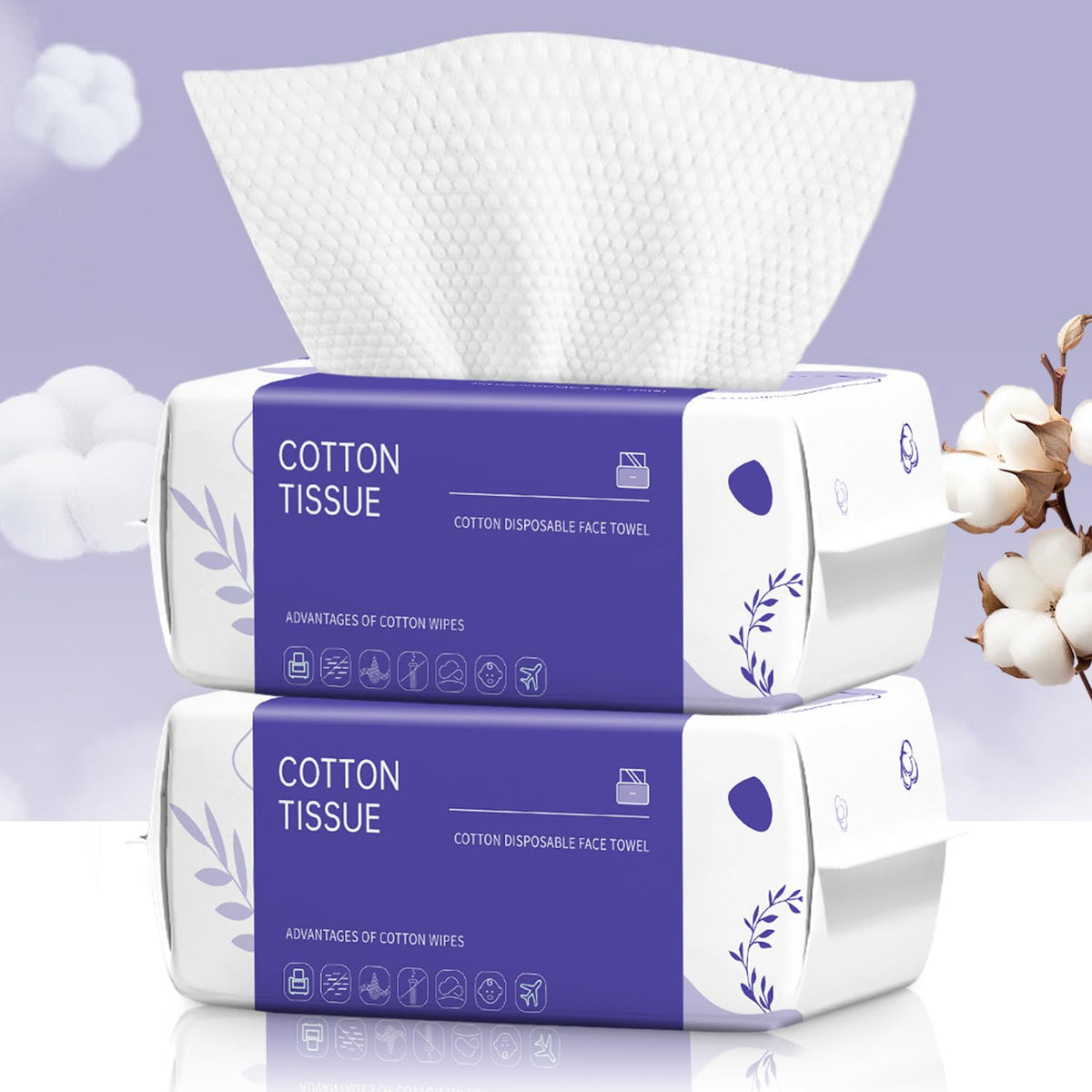Cokoness disposable face towel 200 count for gentle cleansing and makeup removal
