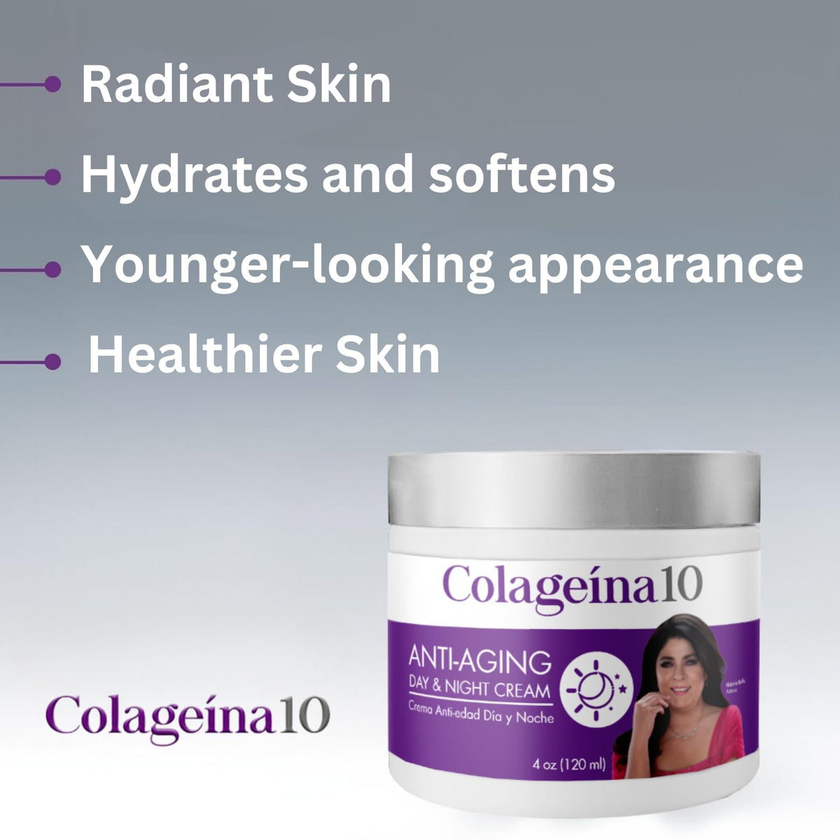 Colageina 10 cream on skin demonstrates even application and subtle glow.