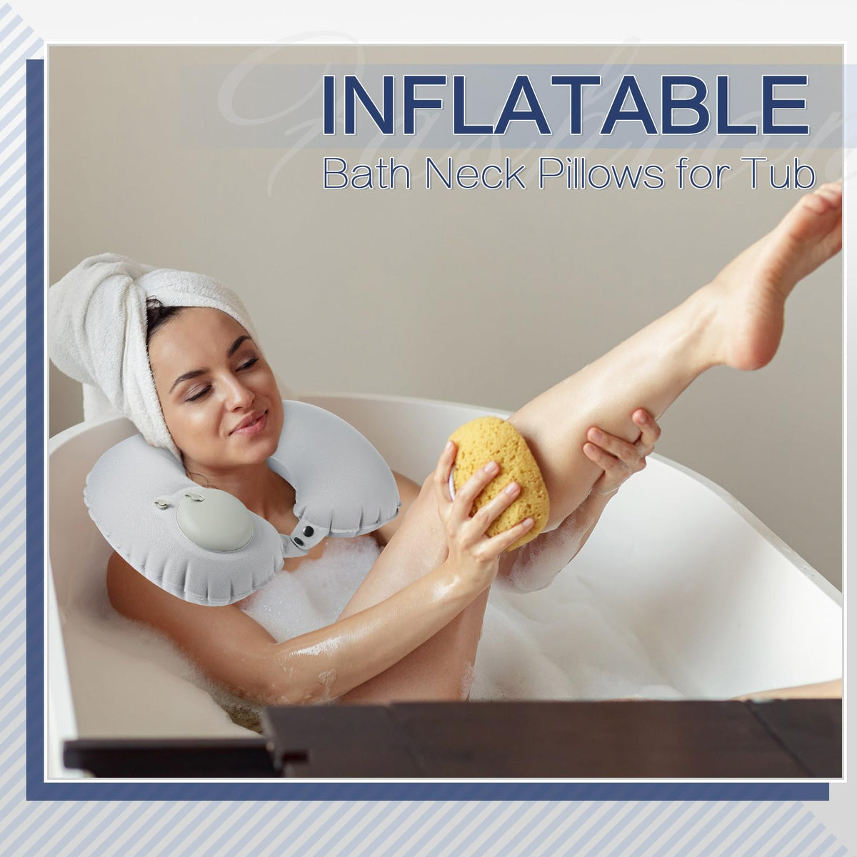 Colingmill soft polyester bath pillow offers cozy surface for relaxing soaks.