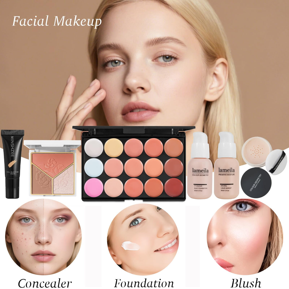 Coliusa foundation concealer primer trio for a smooth complexion