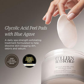 COLLEEN ROTHSCHILD Glycolic Peel Pads closeup highlighting texture for exfoliation.