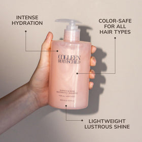 Colleen Rothschild Quench & Shine rich lather visible, delivering moisture and shine.