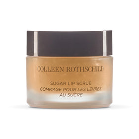 Colleen Rothschild Sugar Lip Scrub jar shows brown sugar texture for smooth lips.