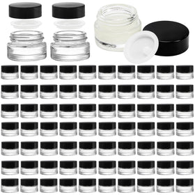 Coloch 90-pack 5ml glass jars with black lids for travel-friendly cosmetics and samples