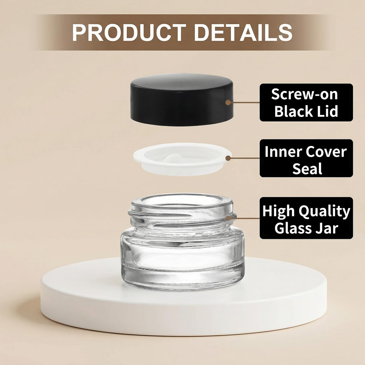 Coloch glass container with inner liner for leak prevention