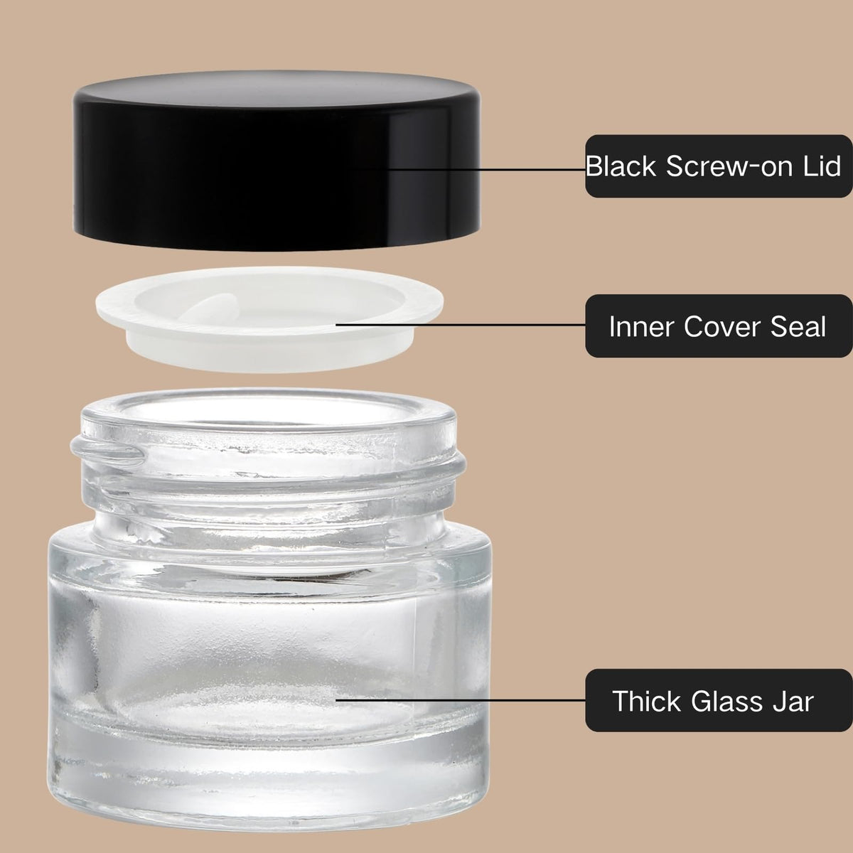 Coloch wide-mouth 10ml glass jar for easy filling