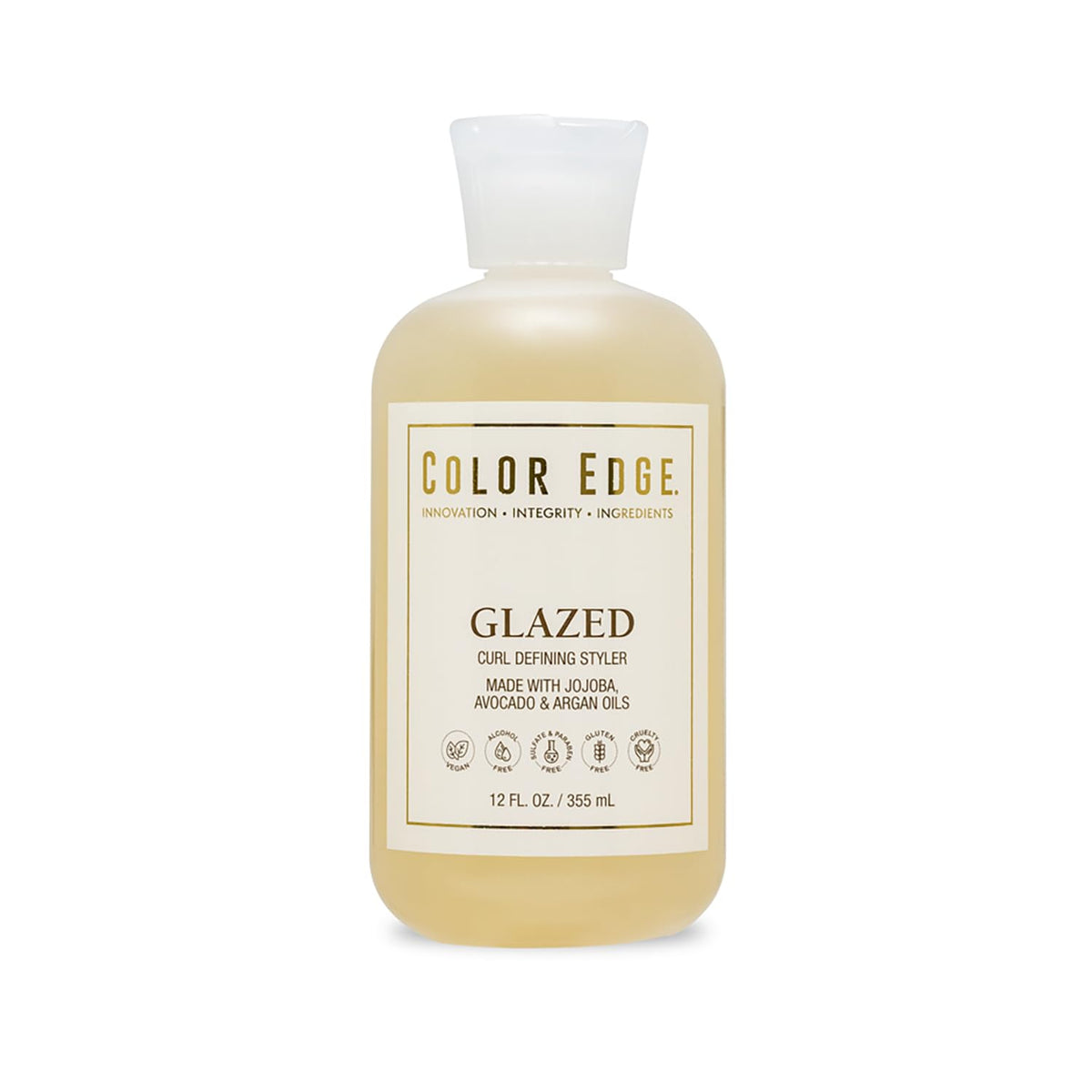 Color Edge Glazed Curl Defining Styler bottle pour for easy dispensing and shine.