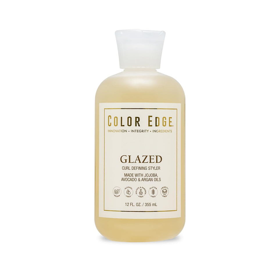 Color Edge Glazed Curl Defining Styler bottle pour for easy dispensing and shine.