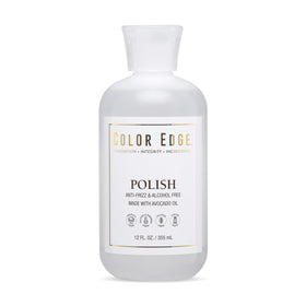 Color Edge Polish 12oz bottle on a clean surface, delivering lasting softness and shine.