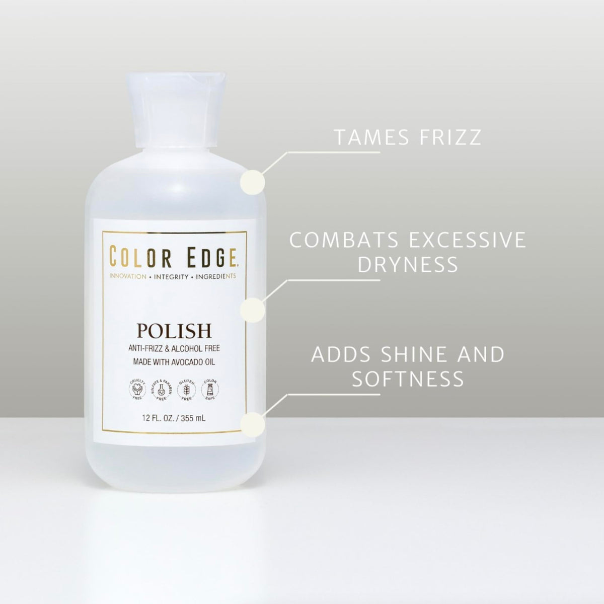 Color Edge Polish on dry hair for a luminous, manageable finish.