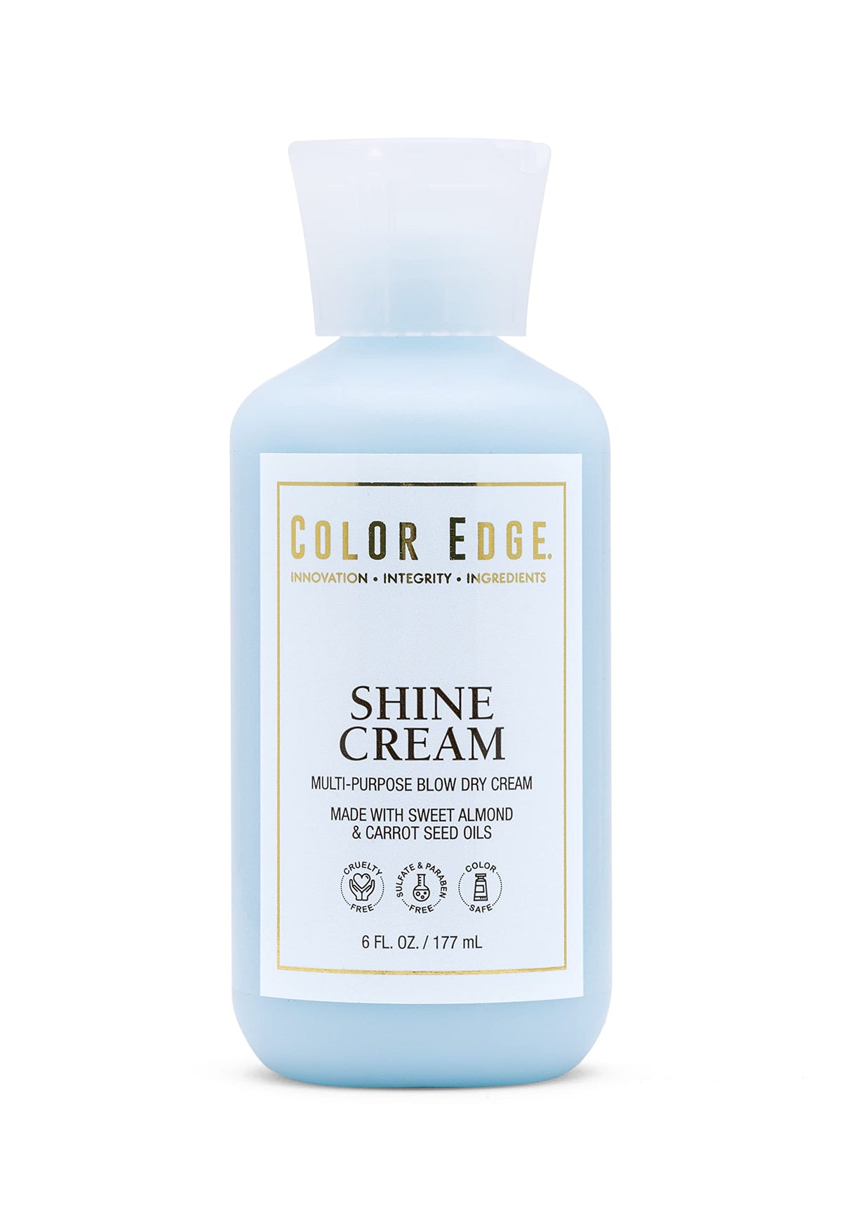Color Edge Shine Cream Detangler bottle front showing sleek packaging for easy styling.