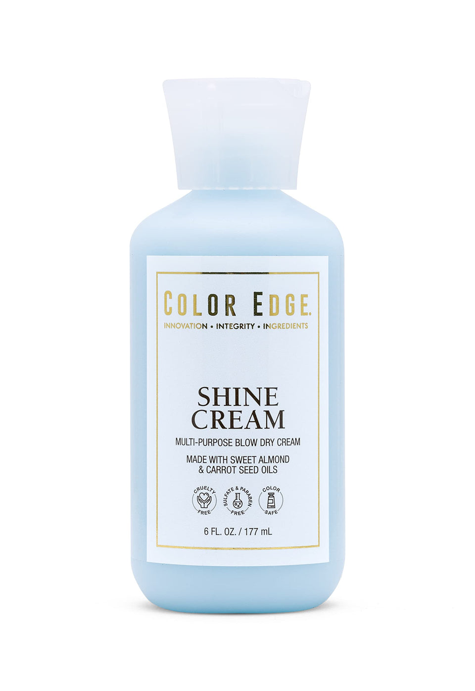Color Edge Shine Cream Detangler bottle front showing sleek packaging for easy styling.