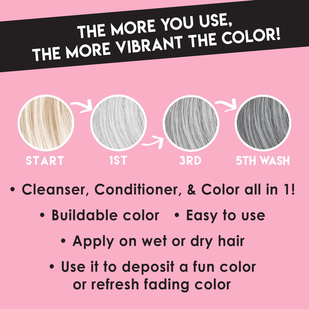 Color Lux Color Cleansing Conditioner Silver bottle demonstrates convenient 3-in-1 use.