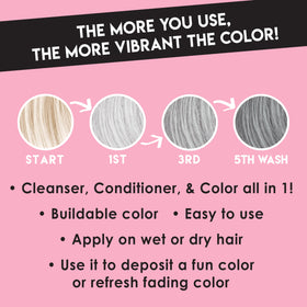 Color Lux Color Cleansing Conditioner Silver bottle demonstrates convenient 3-in-1 use.