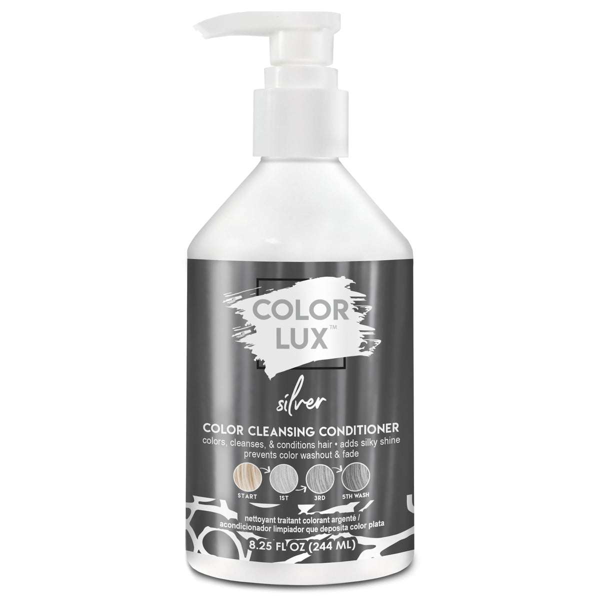 Color Lux Color Cleansing Conditioner Silver packaging highlights a color-depositing vegan formula.