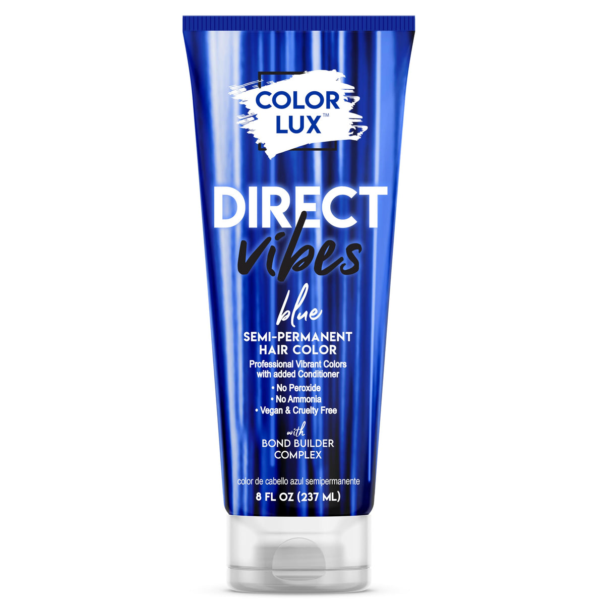 Color Lux Direct Vibes blue bottle pour for bold color on hair