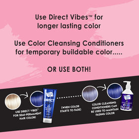 Color Lux Direct Vibes blue close-up shows vibrant shine on strands