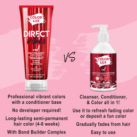 Color Lux Direct Vibes vegan cruelty-free logo signals ethical beauty.