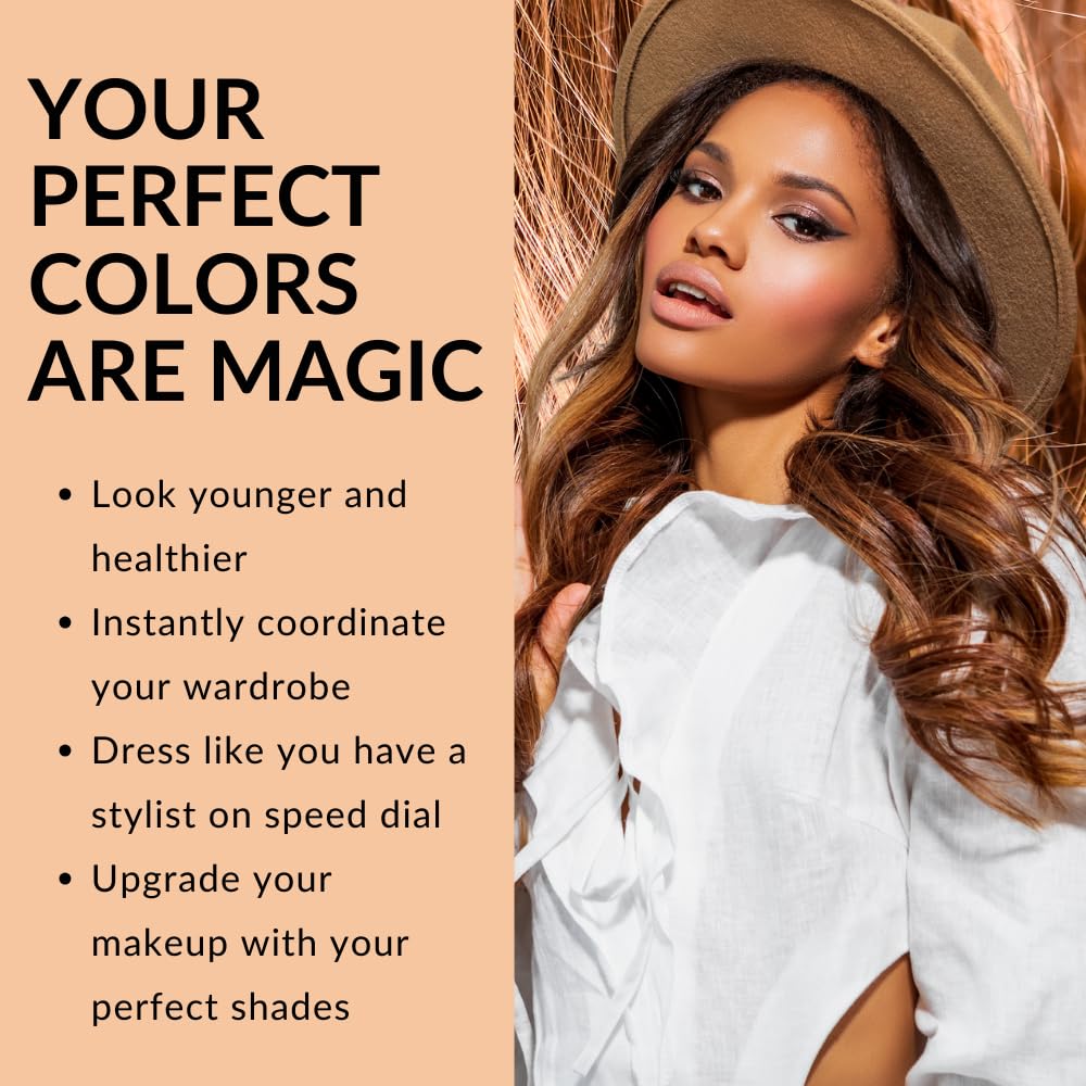Color Me Beautiful matte-finish swatches ensure accurate color viewing.