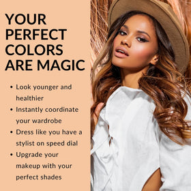 Color Me Beautiful matte-finish swatches ensure accurate color viewing.
