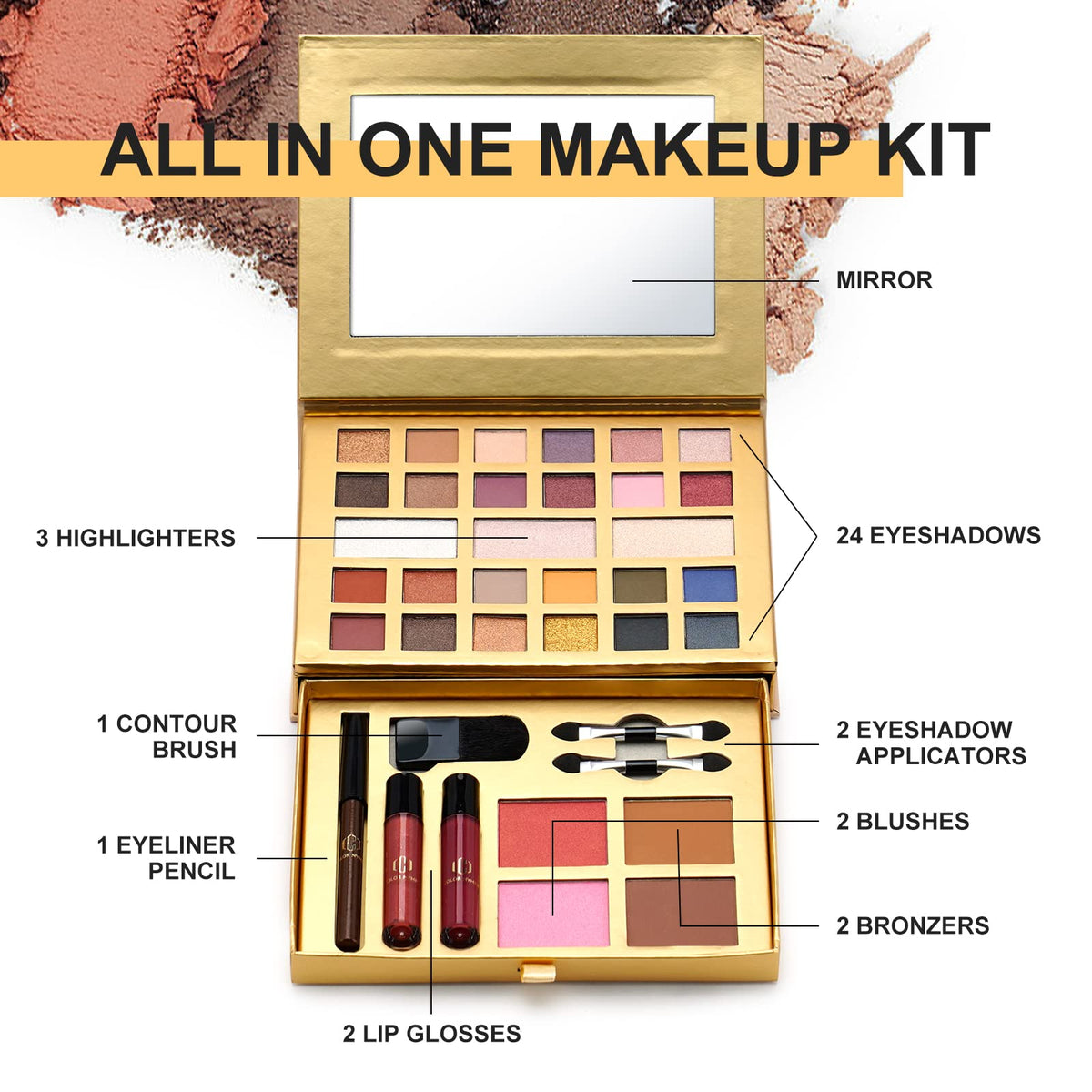 Color Nymph 24-eyeshadow compact offers matte and shimmer shades for versatile day-to-night looks.