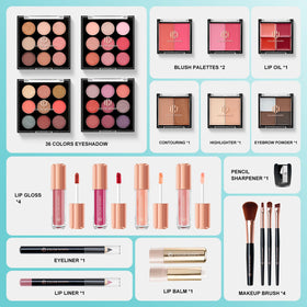 Color Nymph all-in-one kit open trays showing complete makeup setup