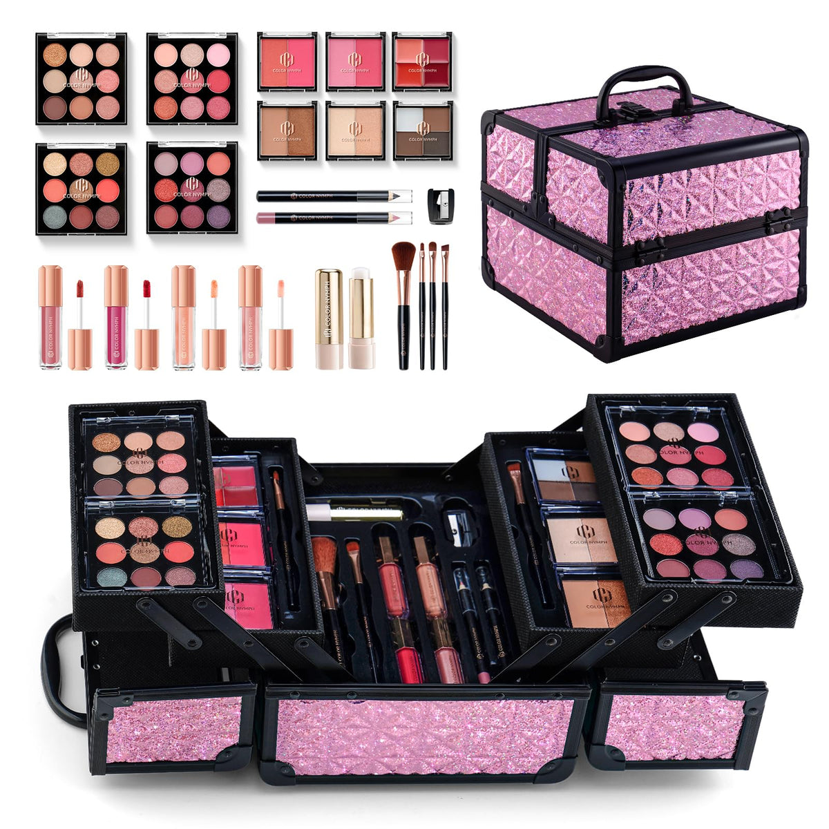 Color Nymph all-in-one teen makeup kit showing versatile colors for daily looks.