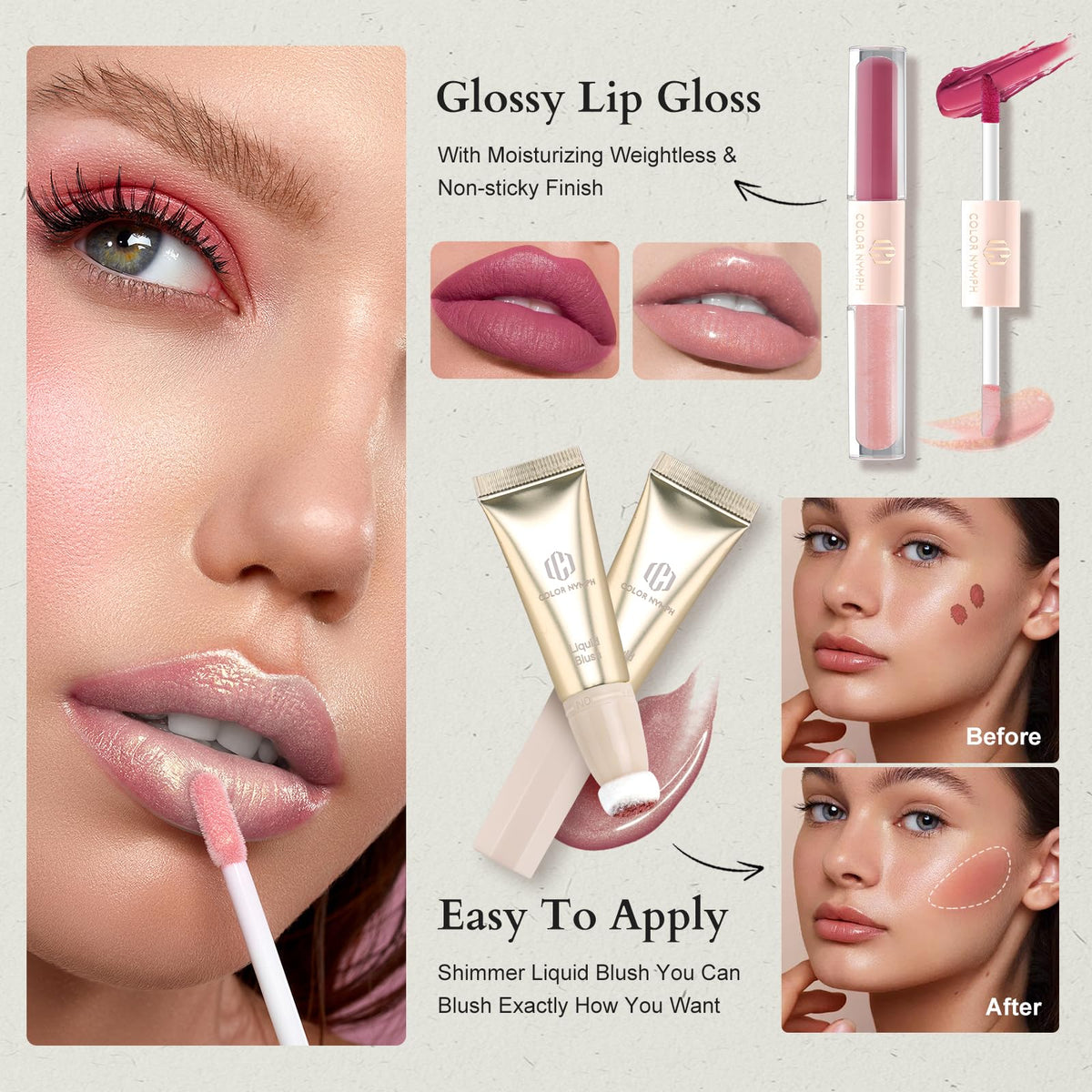 Color Nymph lipgloss offers sheer shine and smooth application.