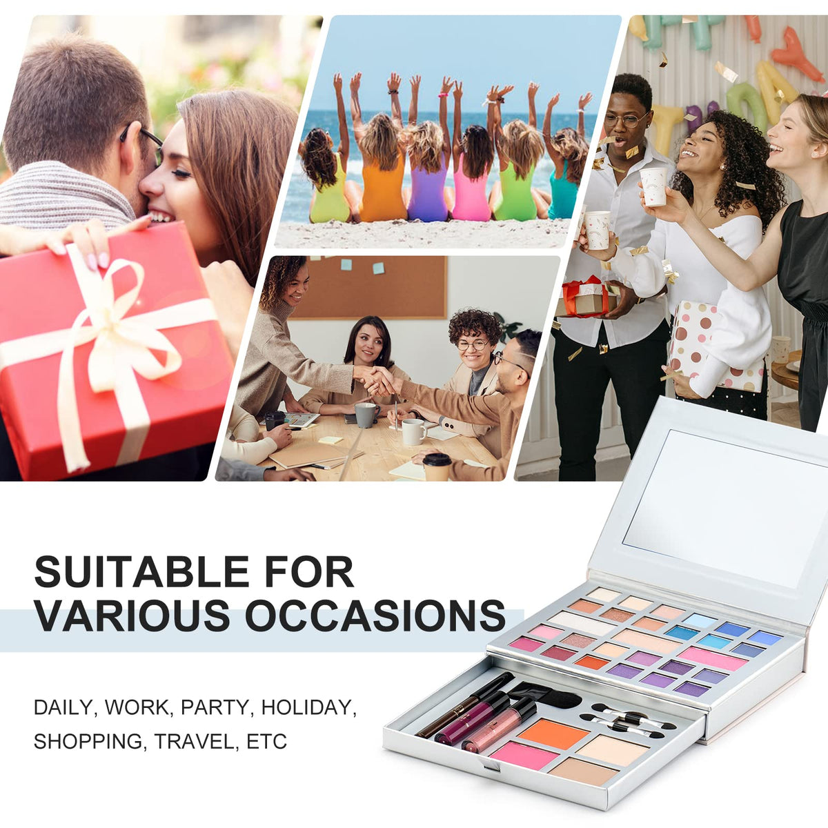 Color Nymph makeup kit features a built-in mirror for on-the-go touchups.