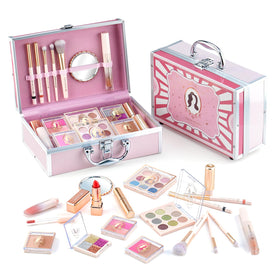 Color Nymph mysterious girls makeup kit in pink train case for teens beginners