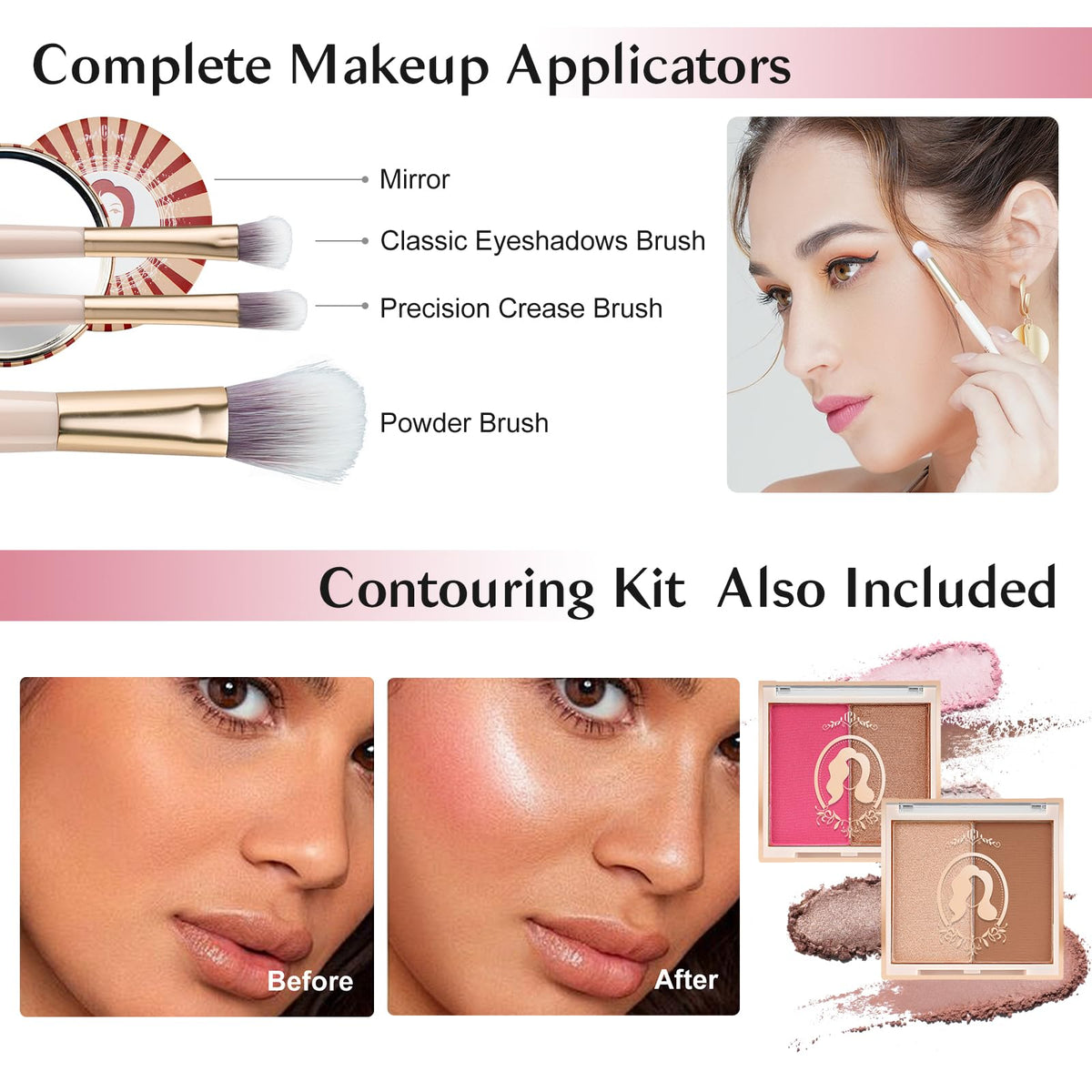 Color Nymph pink train case with mirror for portable beauty routine