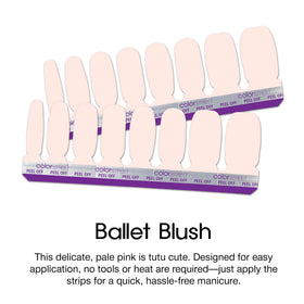 Applying Ballet Blush strip for a quick manicure