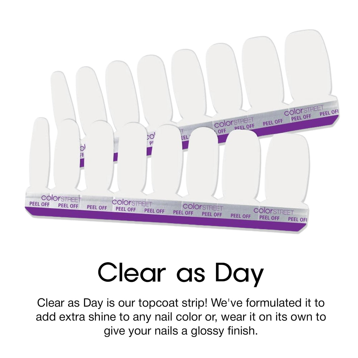 Color Street Clear as Day pack of 32 strips for easy nail fit