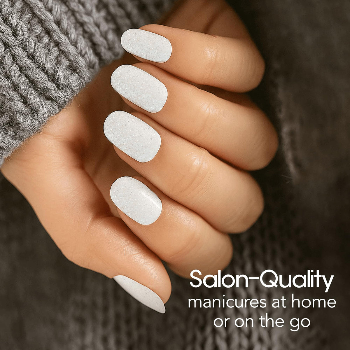 Color Street Couldn't Carat Less Nail Extension with holographic glitter adds light-catching sparkle to nails.