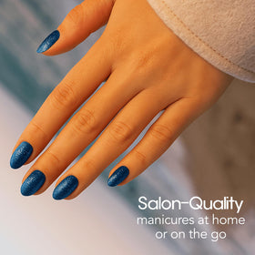 Close-up of the glittery ombre gradient on High Tide for vibrant shimmer and depth.