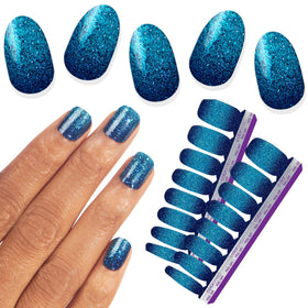 Color Street High Tide navy to cobalt ombre with glitter for a bold salon-style look at home.