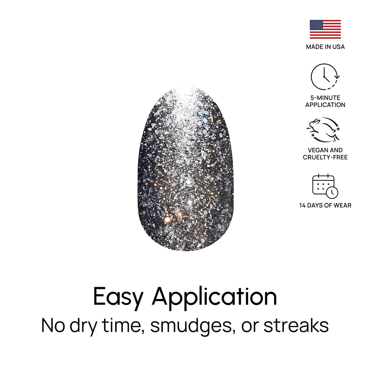 Color Street Light Year fits diverse nail sizes and shapes for full-coverage style.